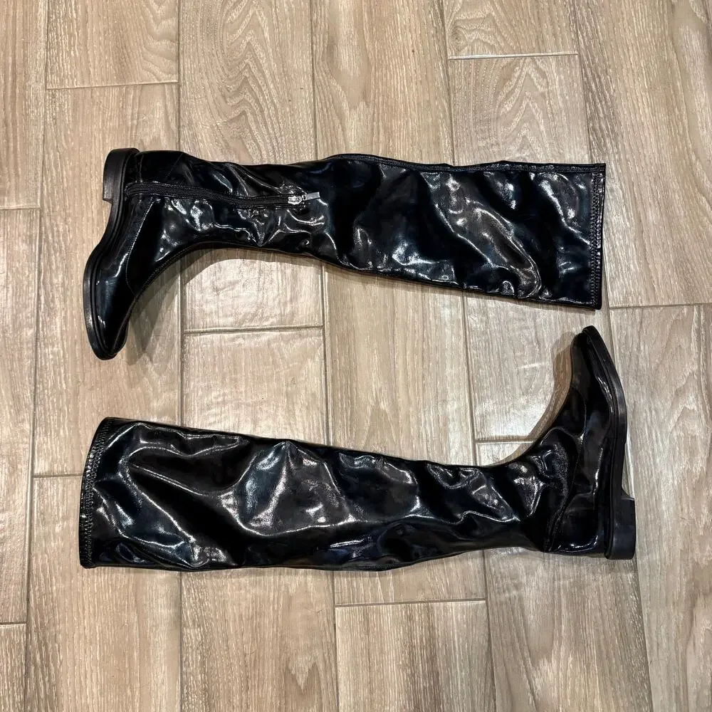 Schutz Black Patent Leather Kaolin Over The Knee Boots Sz 6B